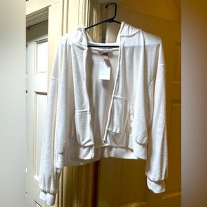 Off white/cream terry cloth hoodie with zipper from H&M. New with tags!